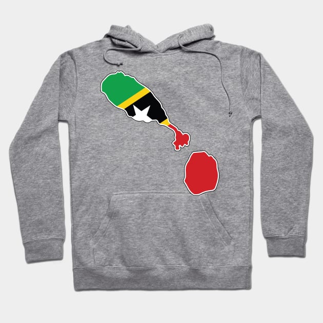 St Kitts and Nevis National Flag and Map Hoodie by IslandConcepts
